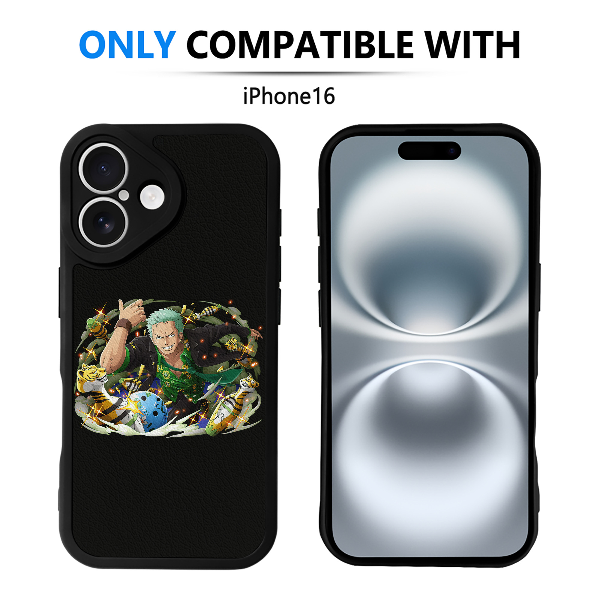 （画像用） ワンピース ロロノア・ゾロ ONE PIECE Roronoa Zoro 【iPhone 16シリーズ対応】シリコンスマホケース（レザー調） 材質：シリコン